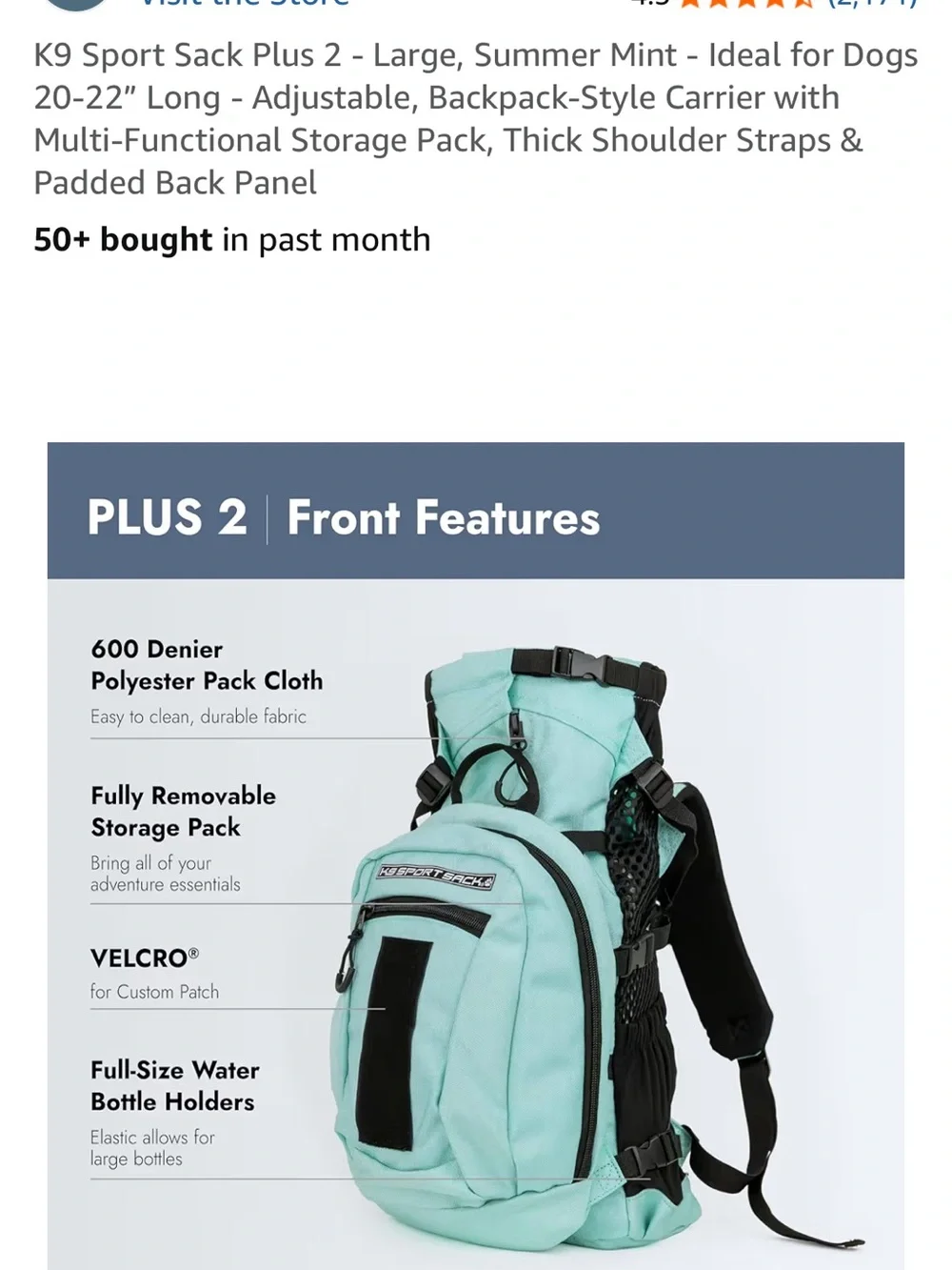 K9 Sport Sack Plus 2 Dog Carrier Backpack - Summer Mint